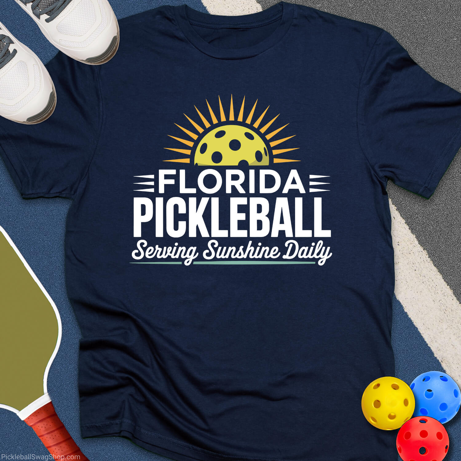 Florida Pickleball Retro Sunset T-Shirt