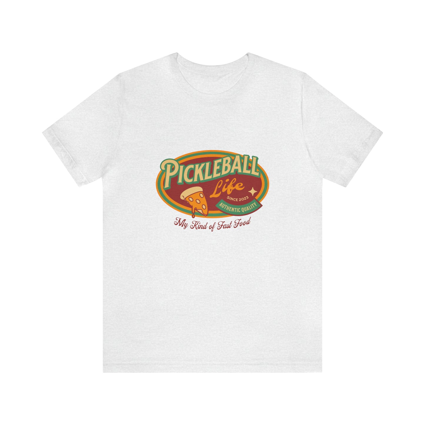 Pickleball: My Kind of Fast Food - Unisex Retro Cotton Tee with Pizza Graphic