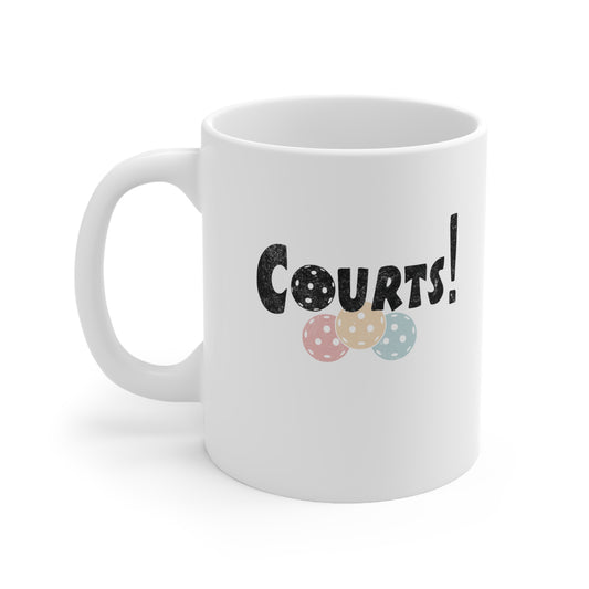 "Courts" Retro Pickleball Enthusiast Ceramic Mug