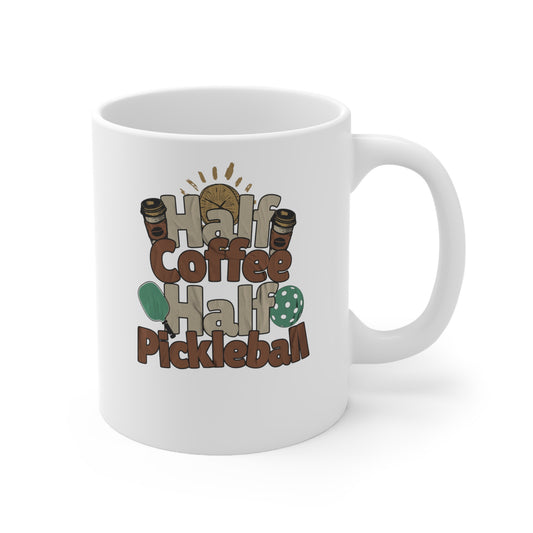 Pickleball Passion Coffee Mug: Half Coffee, Half Pickleball