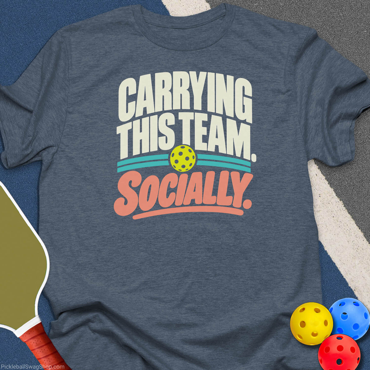 Carrying This Team Socially T-Shirt - Heather Indigo