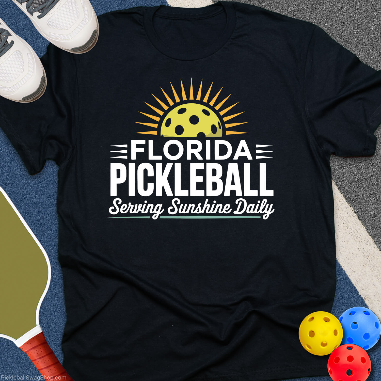 Florida Pickleball Retro Sunset T-Shirt
