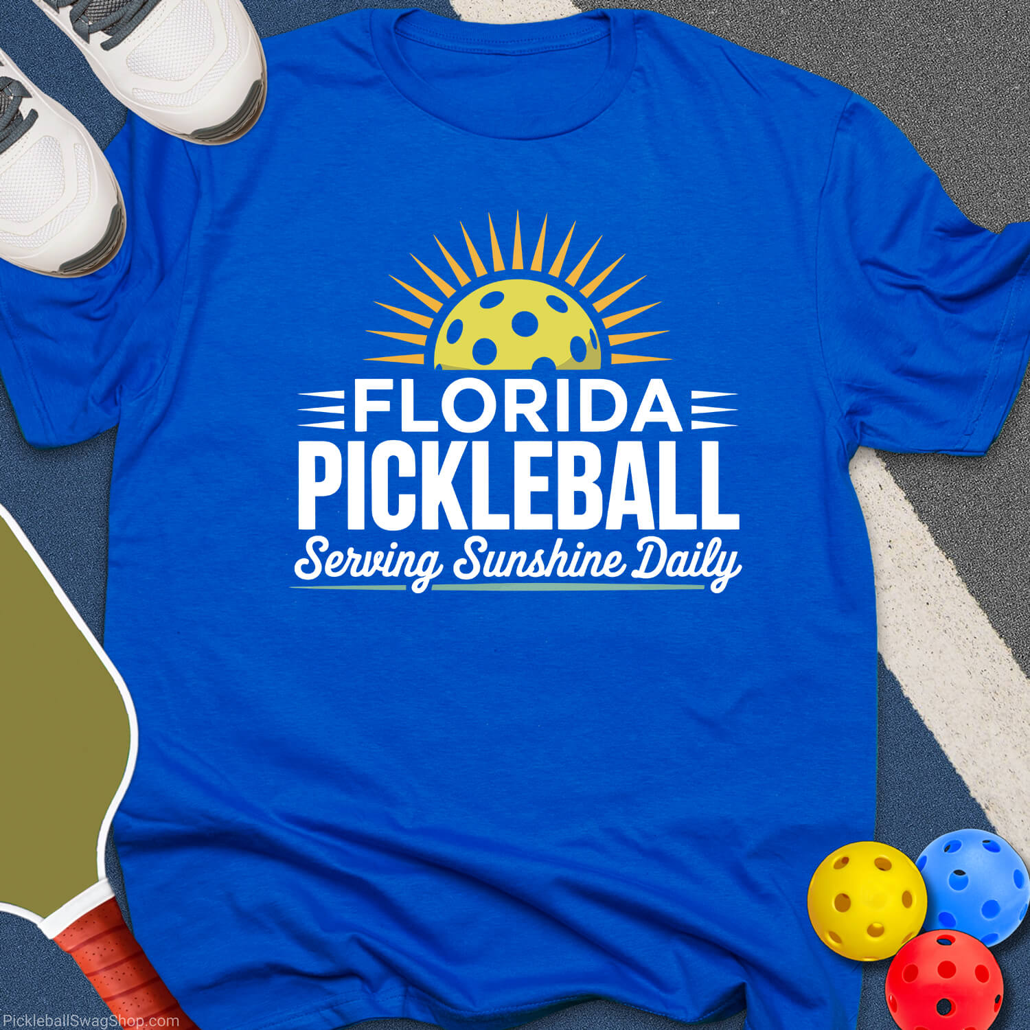 Florida Pickleball Retro Sunset T-Shirt