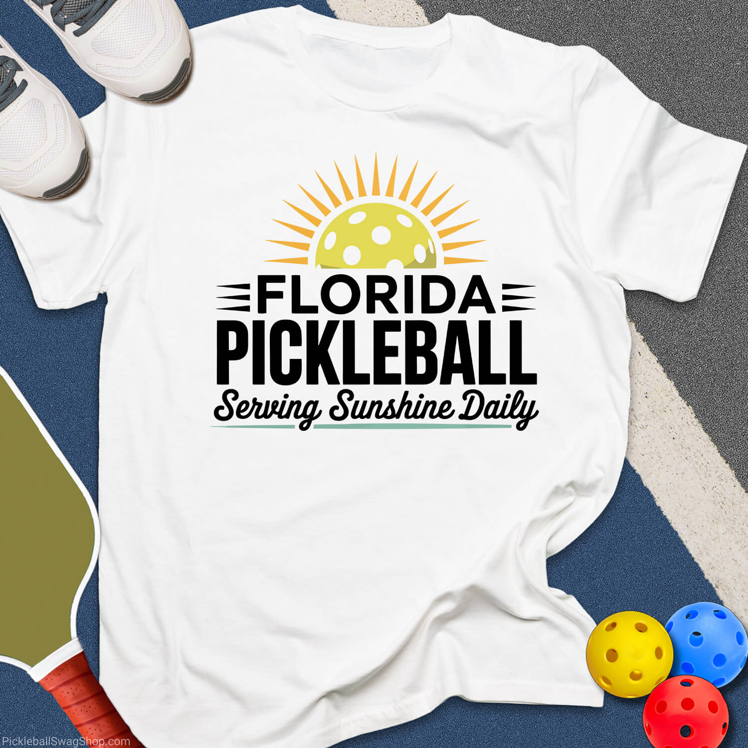 Florida Pickleball Retro Sunset T-Shirt