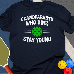 Grandparents Who Dink Stay Young T-Shirt - Navy
