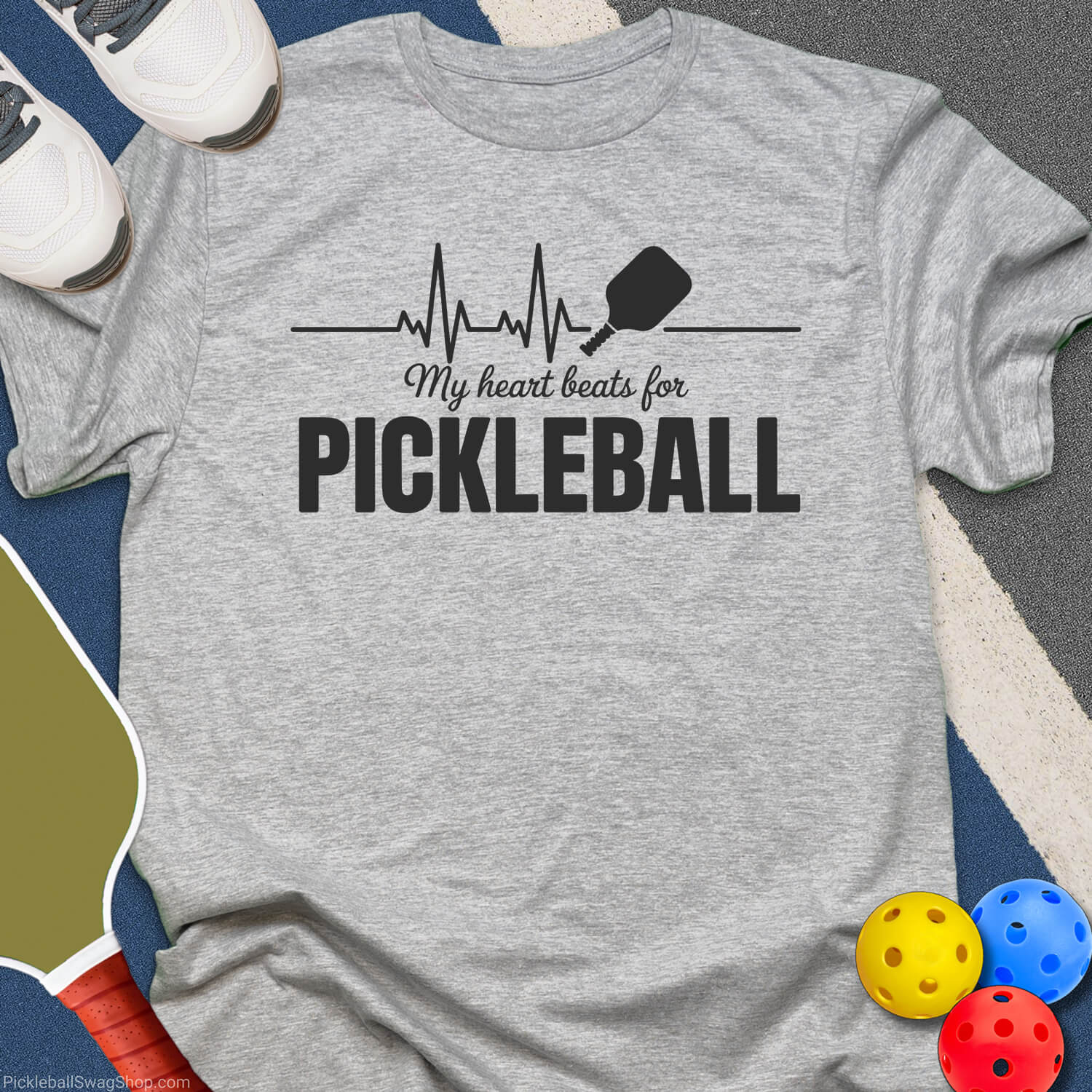 Heart Beats Pickleball Life T-Shirt