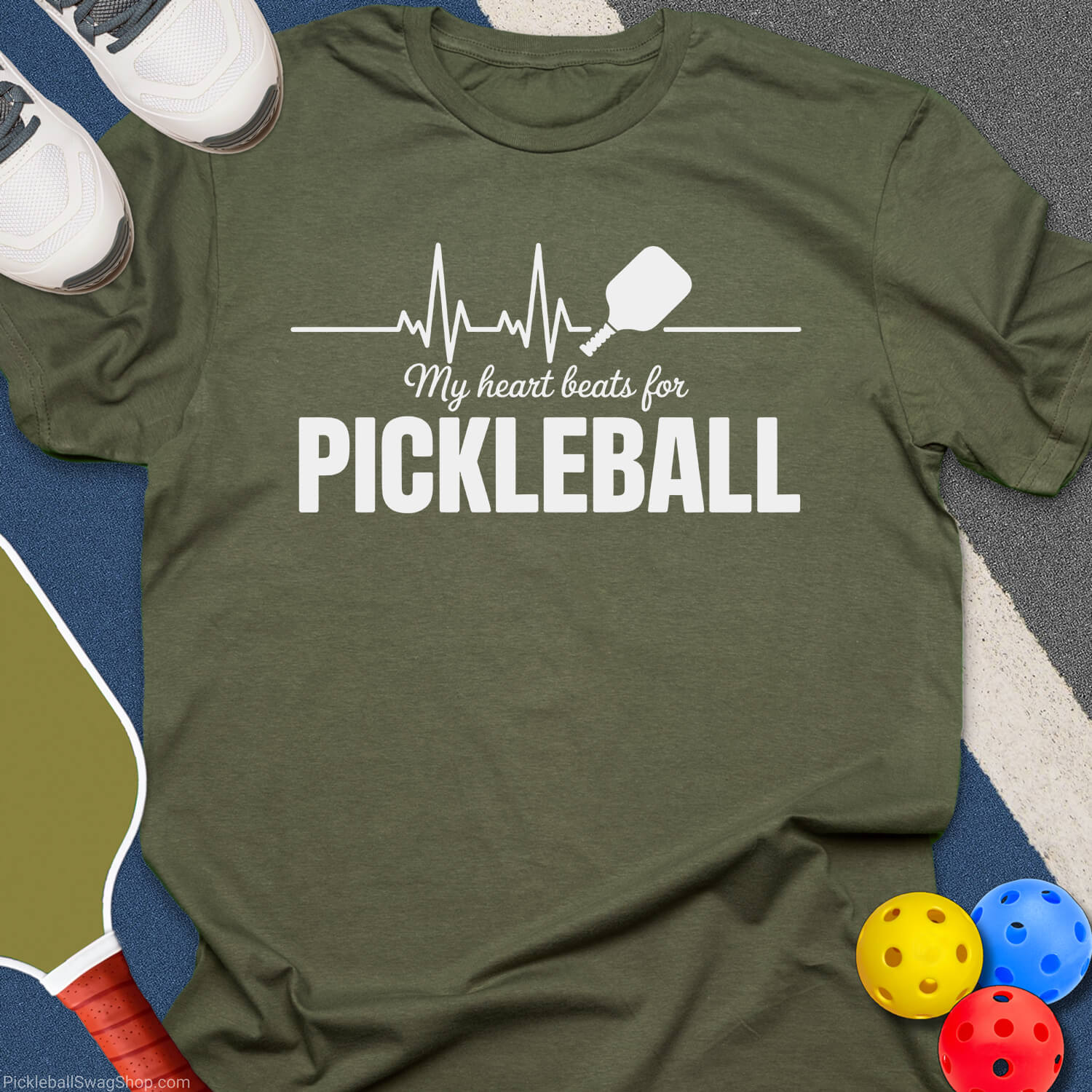 Heart Beats Pickleball Life T-Shirt