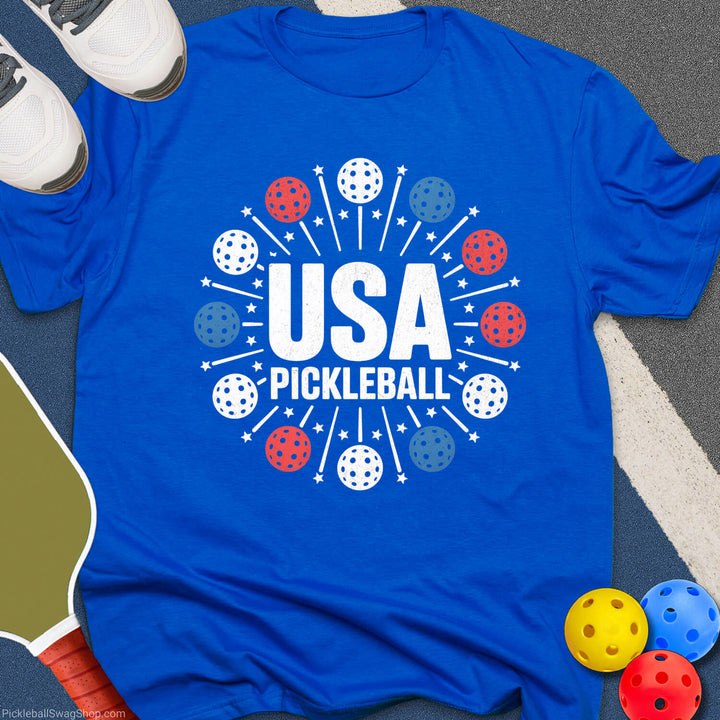 USA Fireworks Pickleball T-Shirt - PickleballSwagShop