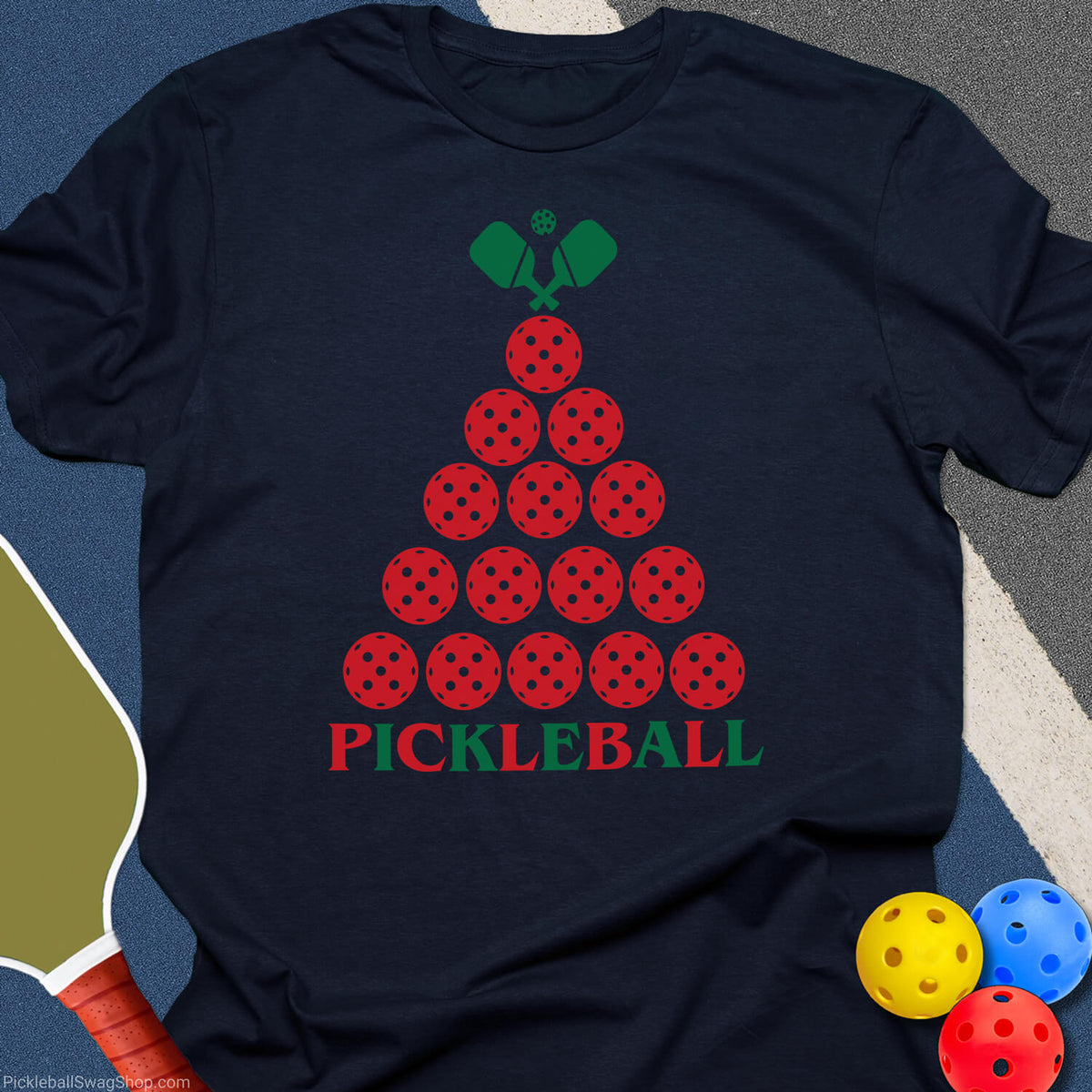 Pickleball Christmas Tree T-Shirt