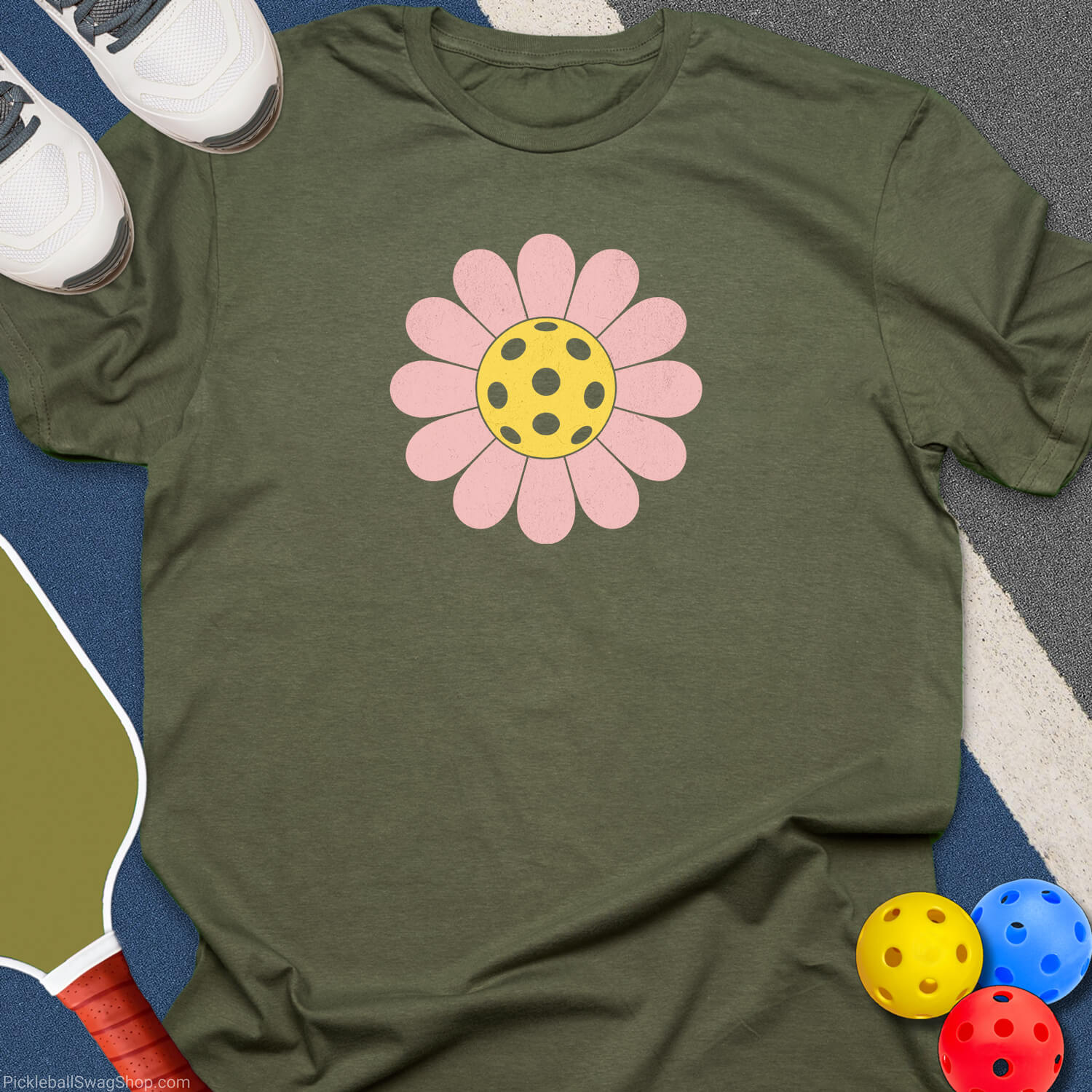 Pickleball Flower Graphic T-Shirt