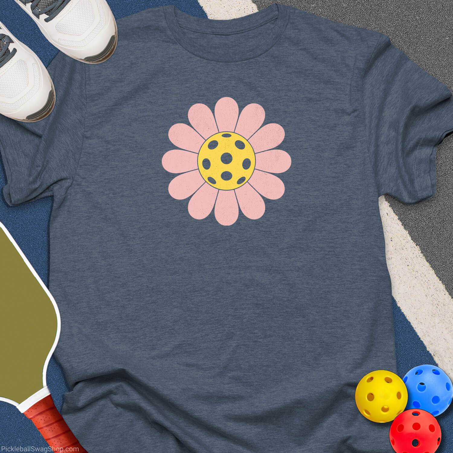 Pickleball Flower Graphic T-Shirt