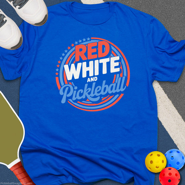 Red, White and Pickleball T-Shirt - PickleballSwagShop