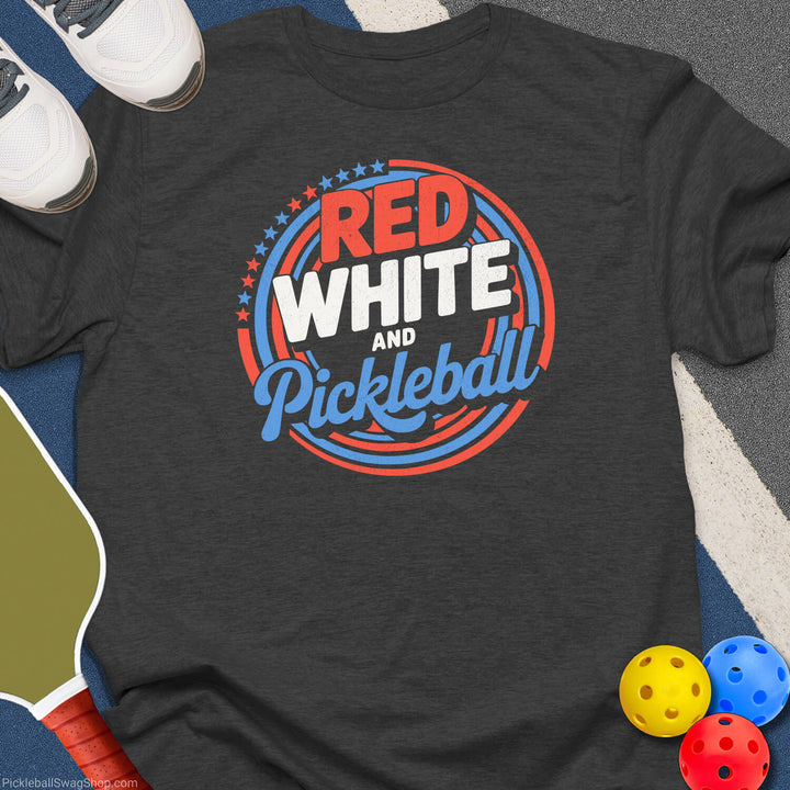 Red, White and Pickleball T-Shirt - PickleballSwagShop