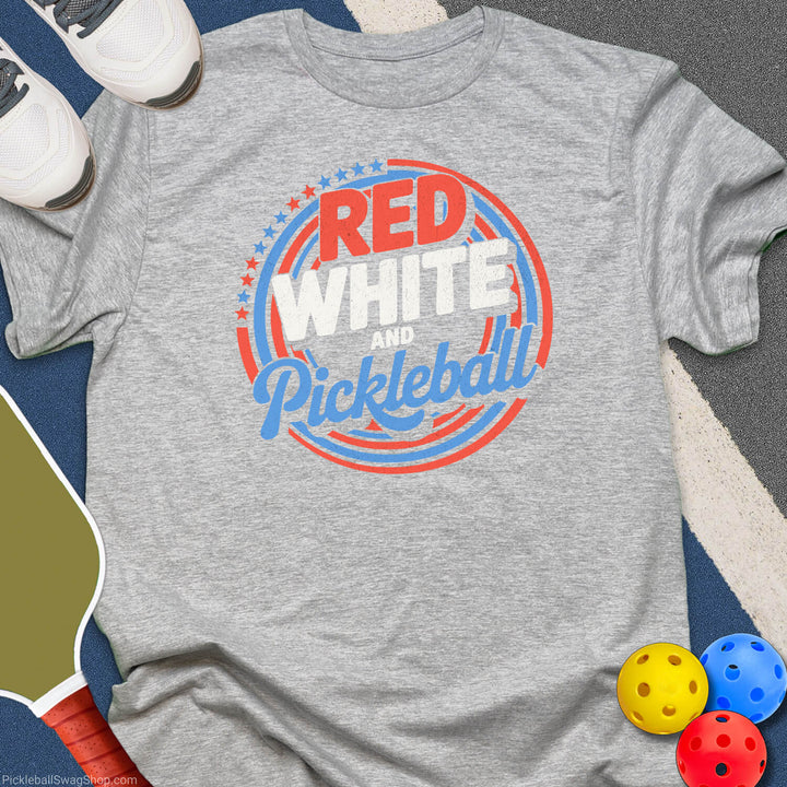 Red, White and Pickleball T-Shirt - PickleballSwagShop