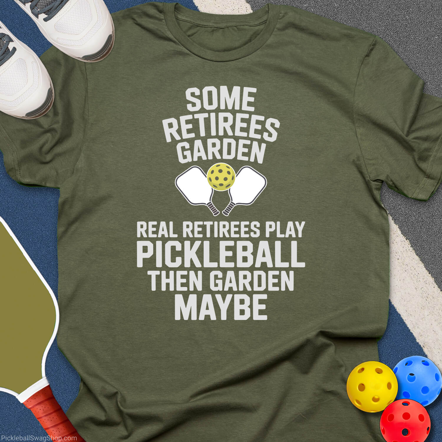 Retirees Garden Play Pickleball T-Shirt