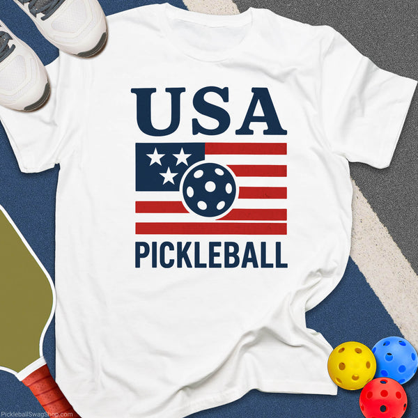 Red White Blue Pickleball T-Shirt - PickleballSwagShop